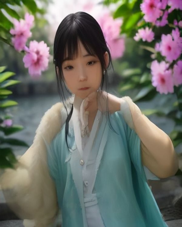 清纯风格穿搭示范，身穿白色蕾丝上衣与浅蓝色百褶裙的女生站在阳光草地上，清新透亮气质十足，是清纯减龄造型的典型示例